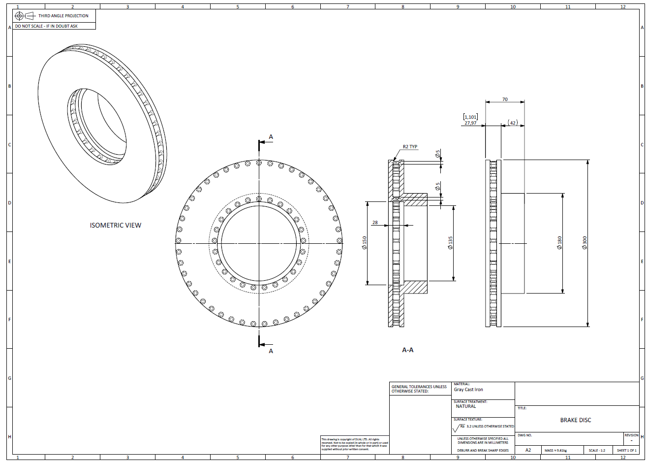 brake disk cad drawing