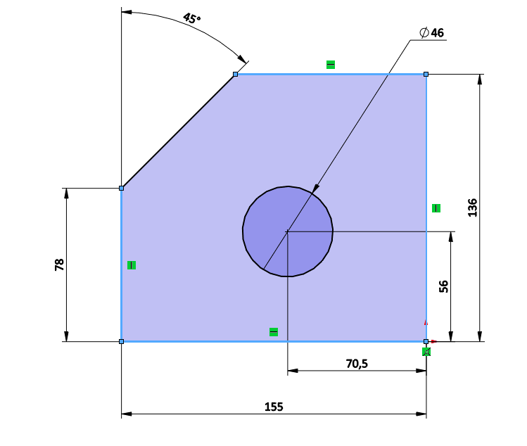 Visual of a fully defined sketch